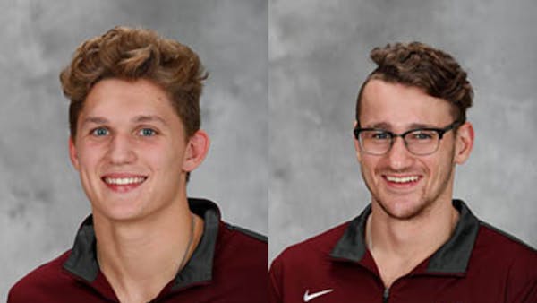 The website SwimSwam.com reported that Gophers swimmers Max McHugh, left, and teammate Nick Saulnier sustained "non-life-threatening injuries and are 
