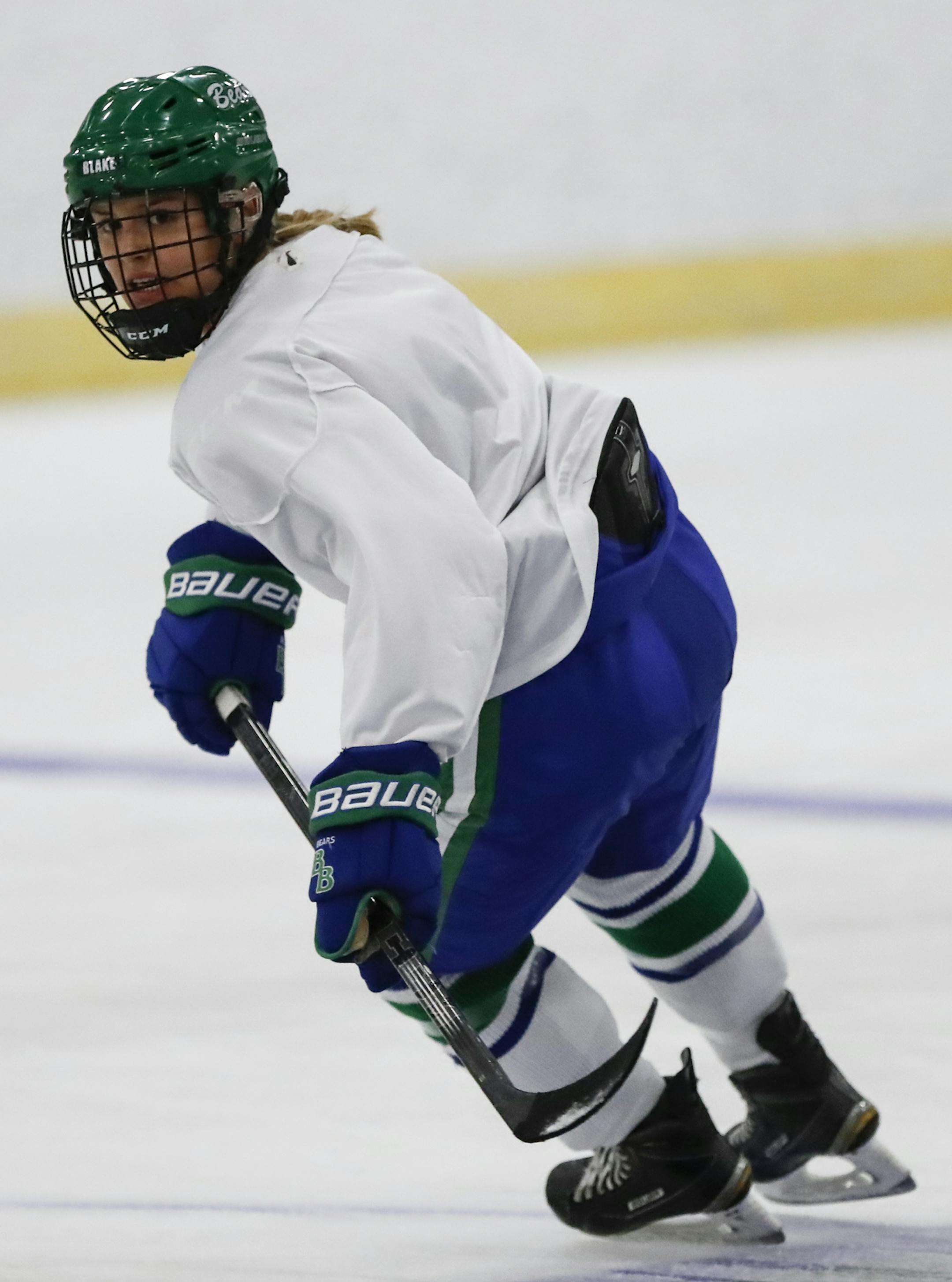 Sara McClanahan during girls hockey practice at Blake High School on October 30, 2017, in Hopkins, Minn. ] RENEE JONES SCHNEIDER • renee.jones@startribune.com