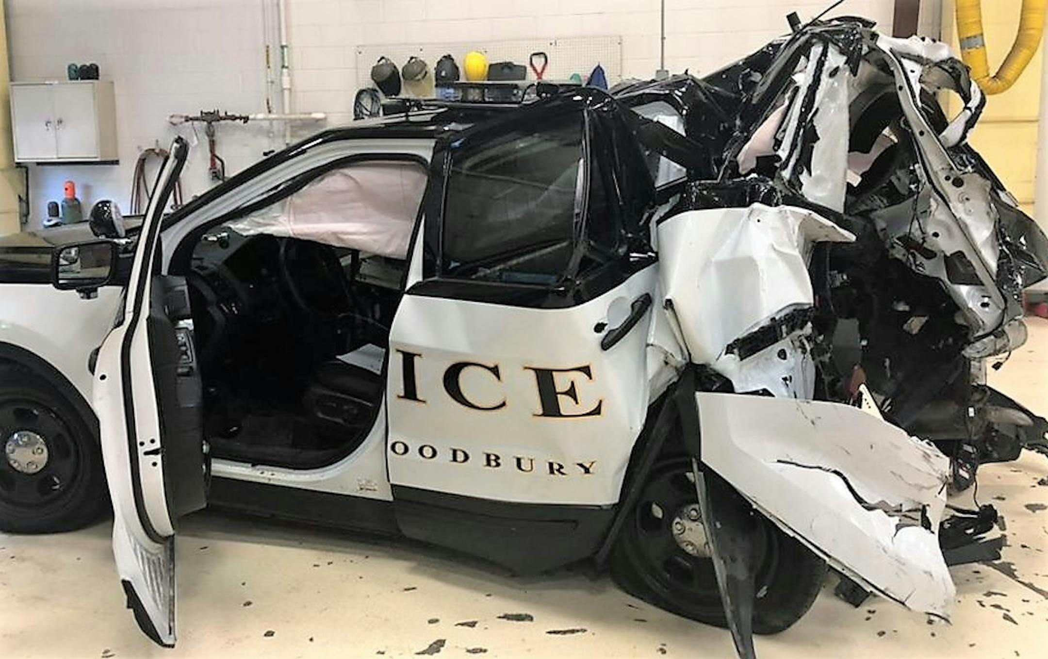 Woodbury Police Department photo: A Woodbury police officer was seriously injured early Friday when a squad car was rear-ended on Interstate 494.