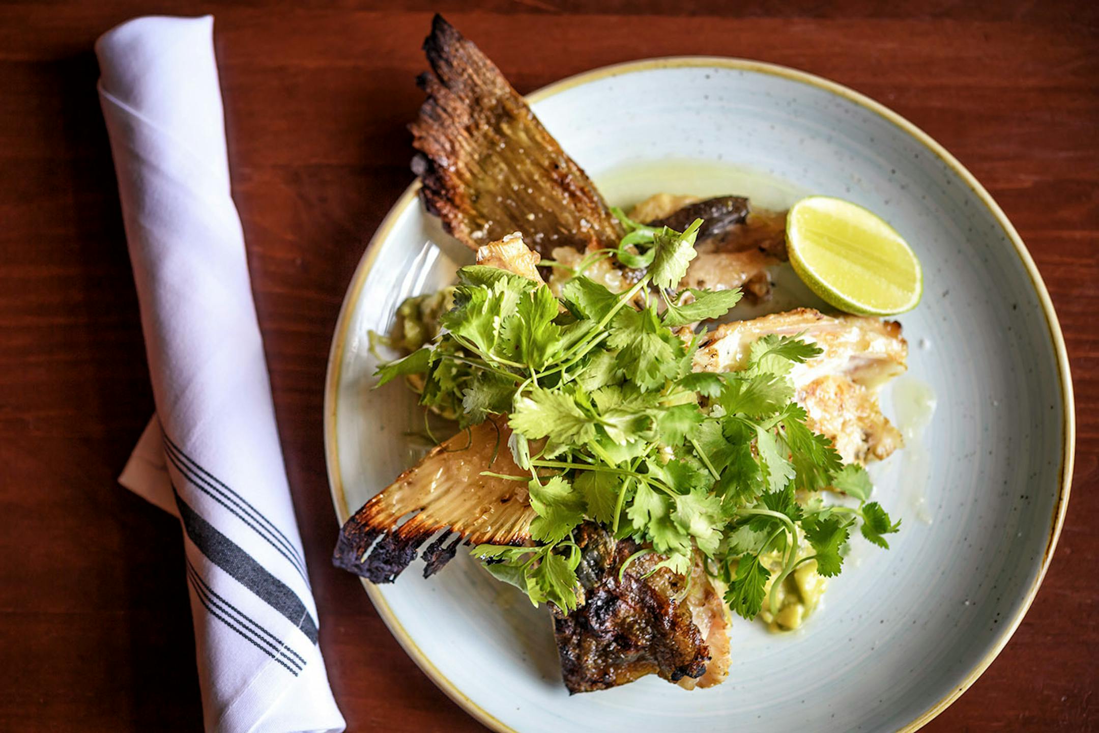 Grilled Halibut Collar, weekly fish special.