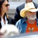 Dickey Betts, a founding member of the Allman Brothers Band, exits the funeral of Gregg Allman at Snow's Memorial Chapel, June 3, 2017, in Macon, Ga. 