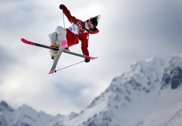 Yuki Tsubota of Canada jumped during a qualifying run in women's ski slopestyle competition Tuesday afternoon at the Rosa Khutor Extreme Park.