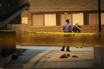 Seen of a shooting that sent six people to the hospital on May 2, 2018, in Minneapolis, Minn.