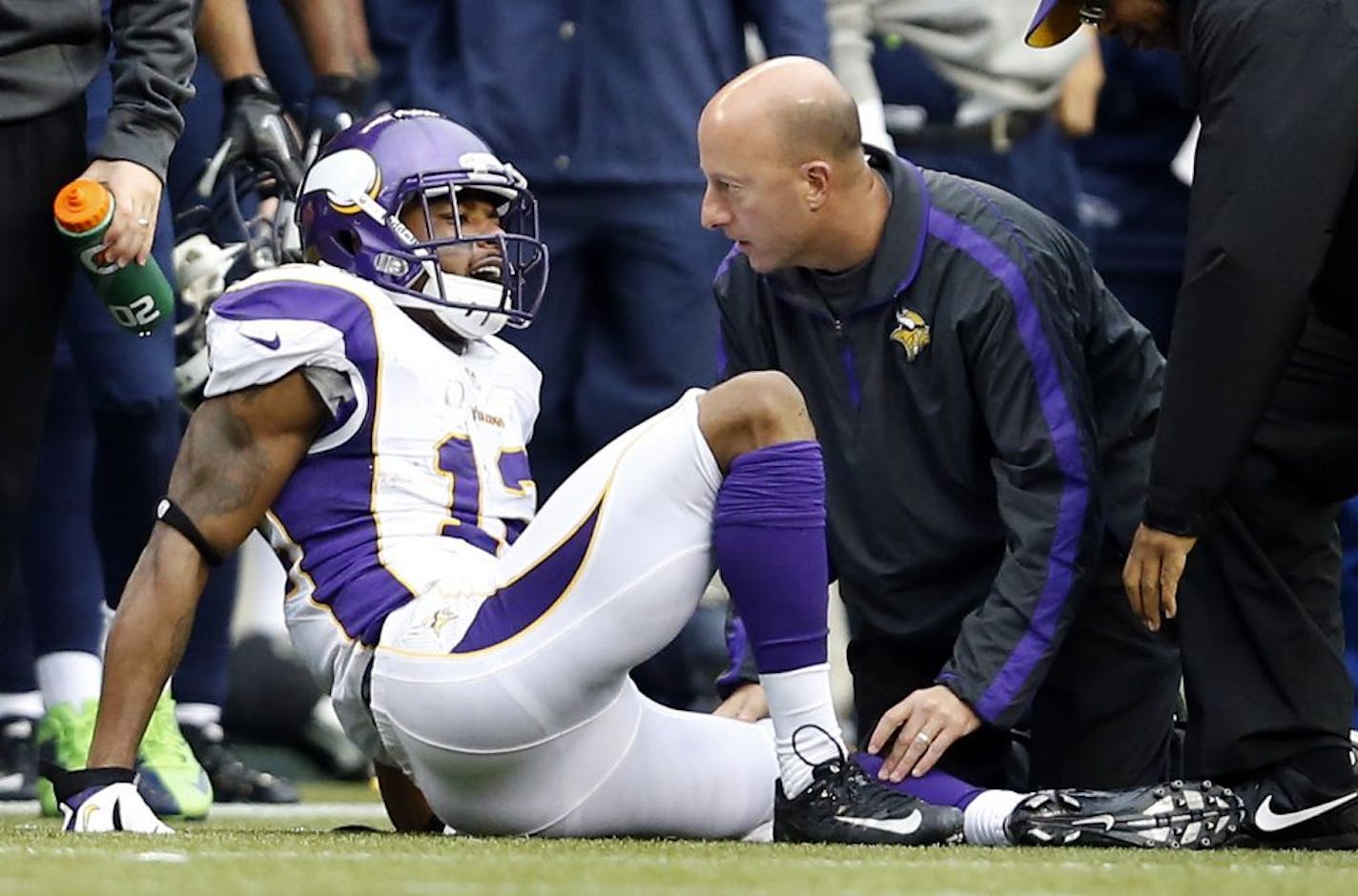 Head Athletic Trainer Eric Sugarman attended to Minnesota Vikings receiver Percy Harvin