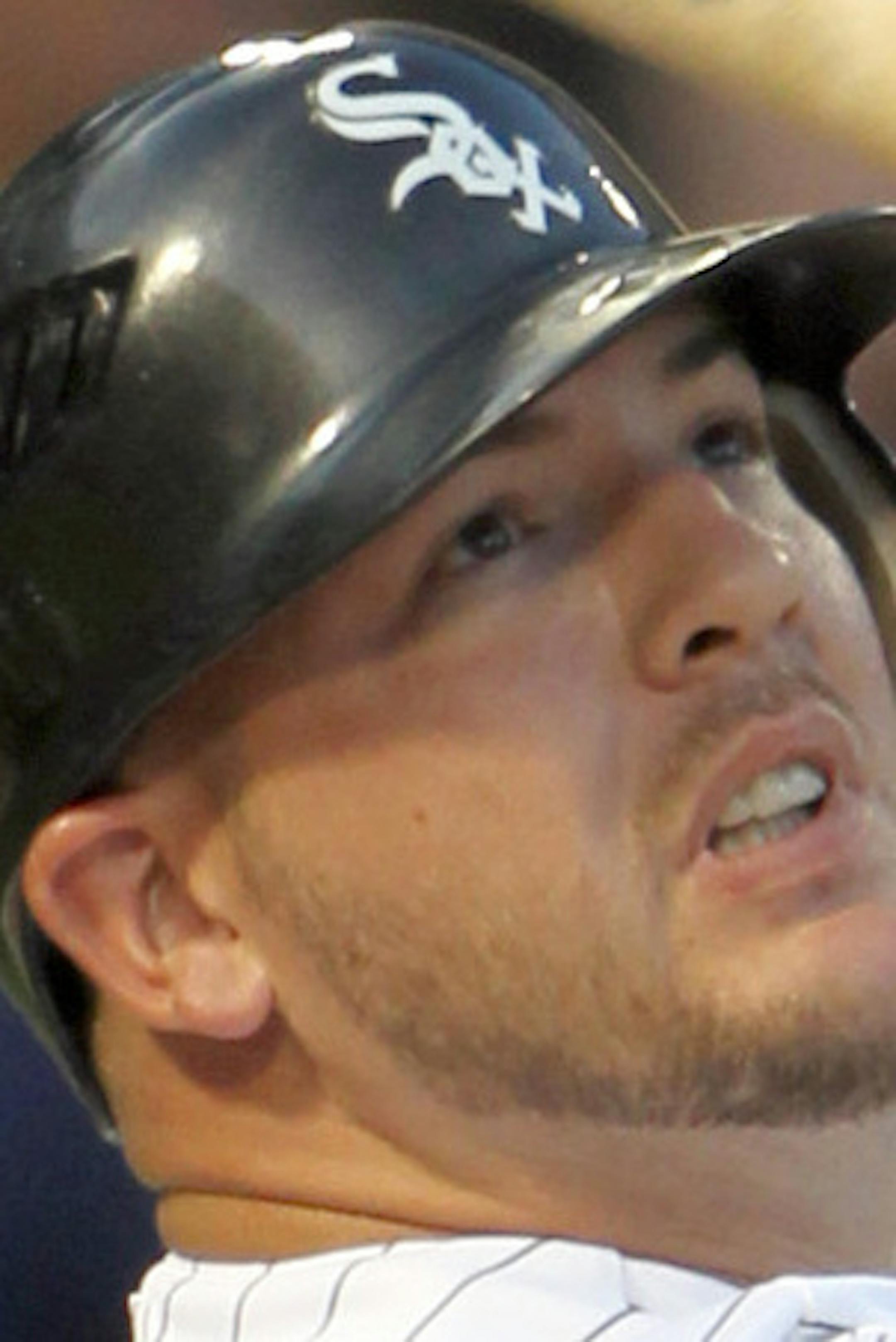 Chicago White Sox's Tyler Flowers doubles against Minnesota Twins' Cole De Vries in the 2nd inning at U.S. Cellular Field in Chicago, Illinois, on Tuesday, July 24, 2012. (Scott Strazzante/Chicago Tribune/MCT) ORG XMIT: MIN2013040616302946