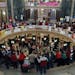 At the Wisconsin state capitol, protesters took over the rotunda protesting Gov. Scott Walker's efforts to limit the rights of state union employees t