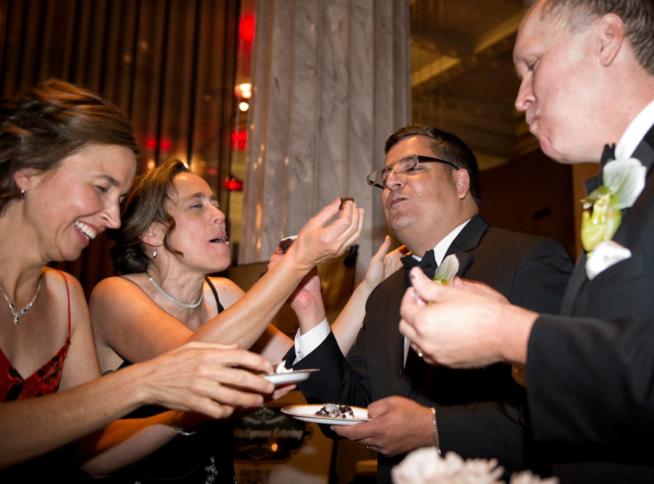 Last Aug. 1: The first couple married in Minneapolis Cathy ten Broeke and Margaret Miles, and the second couple Al Giraud and Jeff Isaacson cut their wedding cakes at The Hotel Minneapolis.