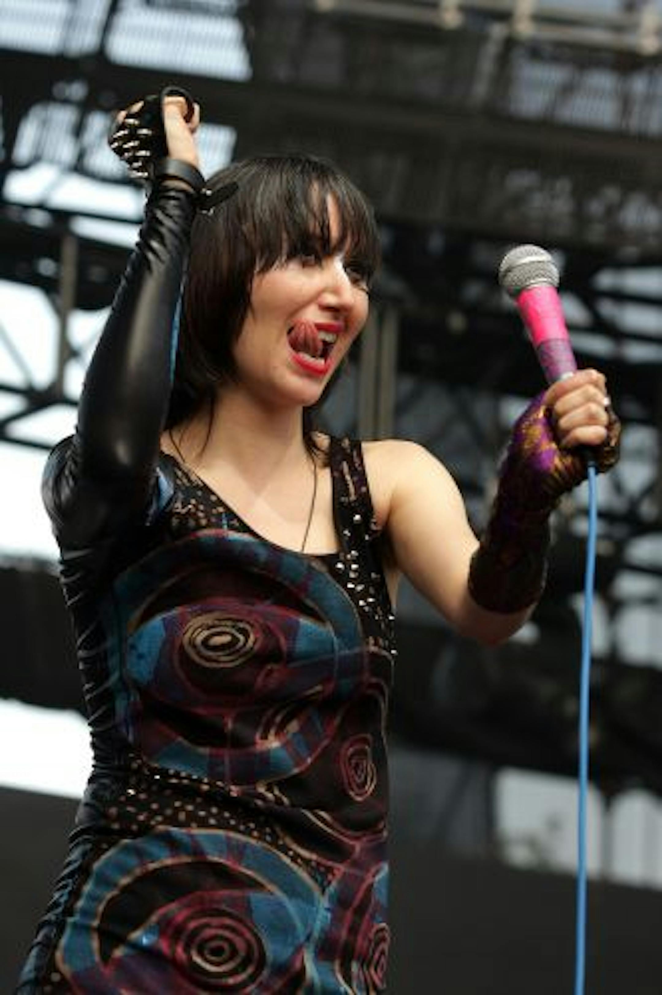 Karen O of the Yeah Yeah Yeahs performed at the KROQ Weenie Roast in Irvine, California in May. She plays First Ave. in Minneapolis on Saturday.