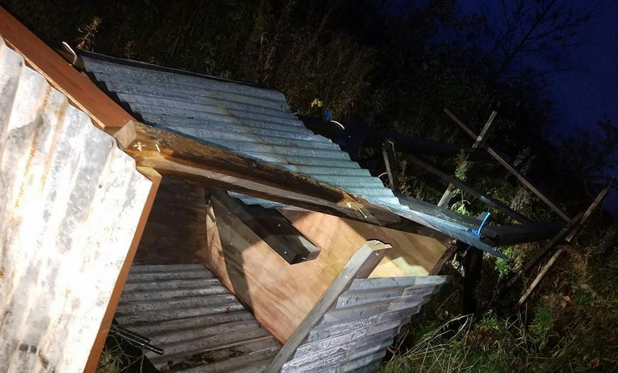 This deer stand in Barron County was destroyed by vandals.