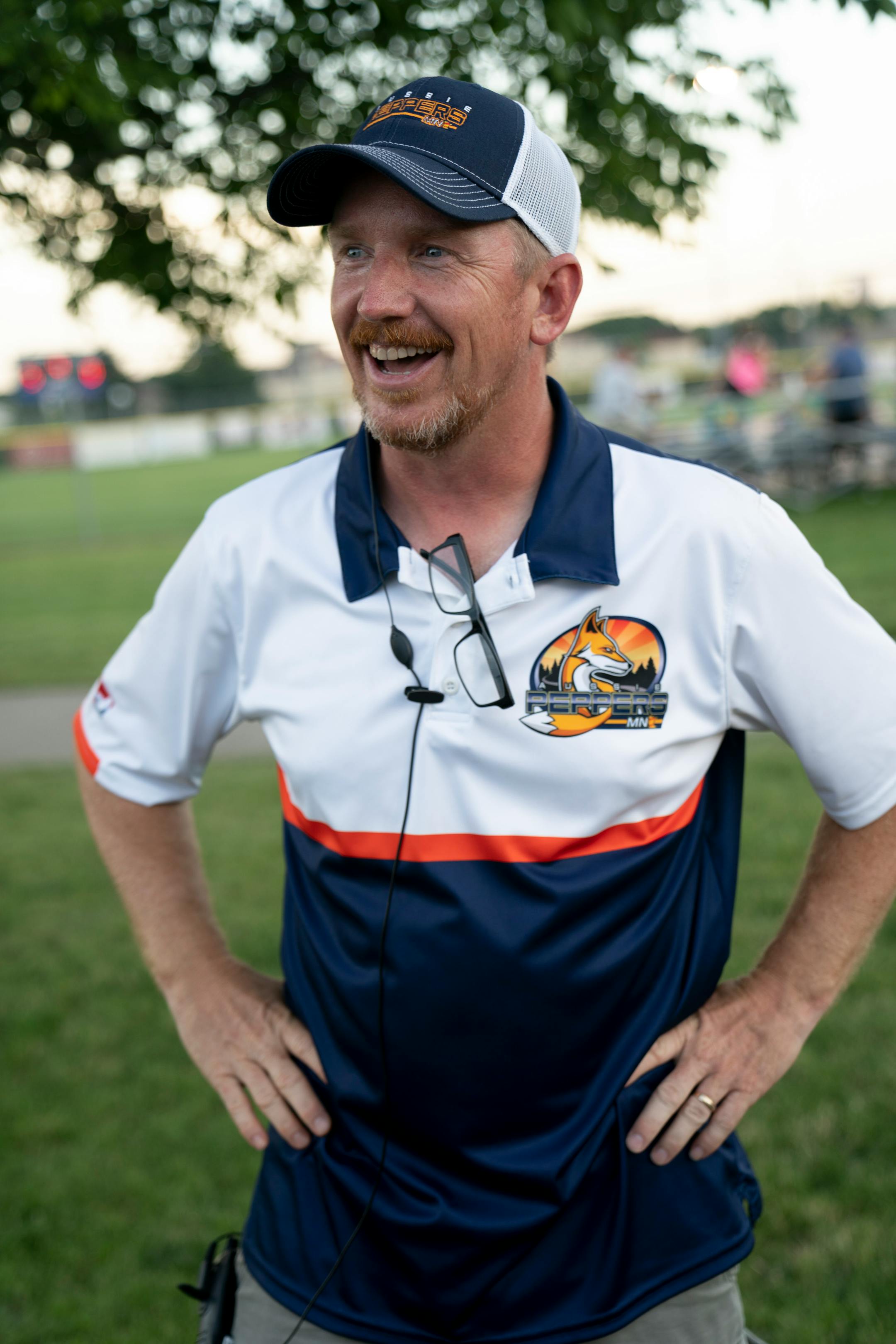 Aussie Peppers' General Manager Matt Mangulis during a game against the3 Canadian wild in North Mankato, Minn. Wednesday, July 3, 2019. ] RENEE JONES SCHNEIDER ¥ renee.jones@startribune.com