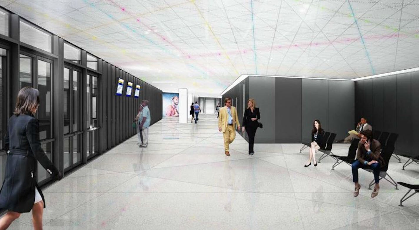 A rendering of the waiting area for the proposed Mall of America transit station.