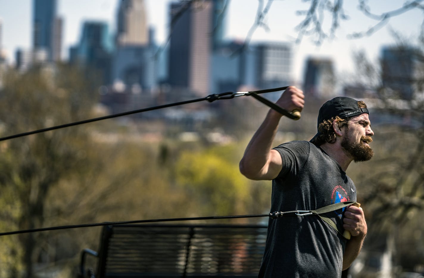 Olympic wrestling hopeful Pat Smith, the wrestler from Chaska, is doing lots of workouts outside the gym including with universal resistance bands.] RICHARD TSONG-TAATARII &#xa5; richard.tsong-taatarii@startribune.com