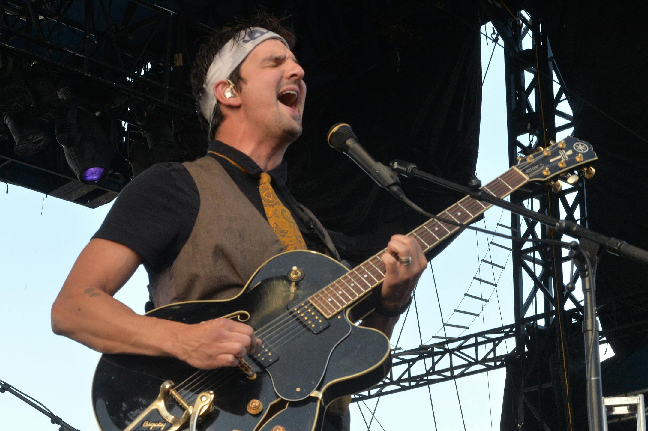 Cloud Cult's lead singer and guitarist, Craig Minowa, performs at the Minnesota State Fair Grandstand in 2014.