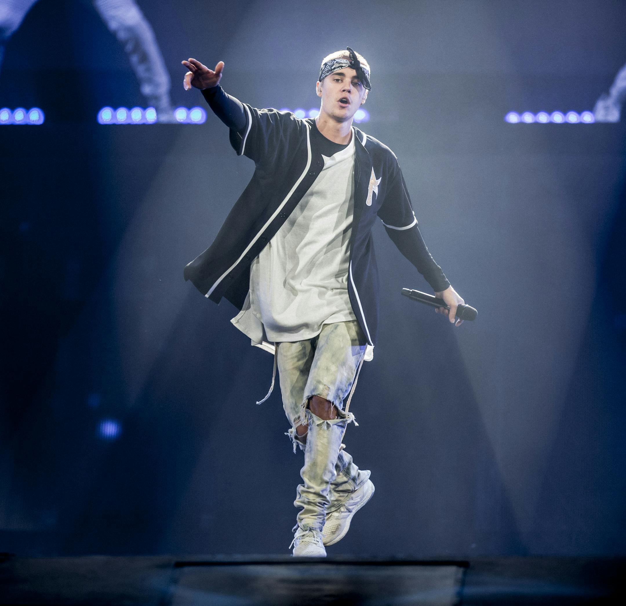 Justin Bieber performs at the Barclays Center, first of two sold out shows on his "World Apology" tour, In New York, May 4, 2016. Last November, he released “Purpose,” an album-length apology for assorted misbehaviors and abuses of the public trust. (Chad Batka/The New York Times)