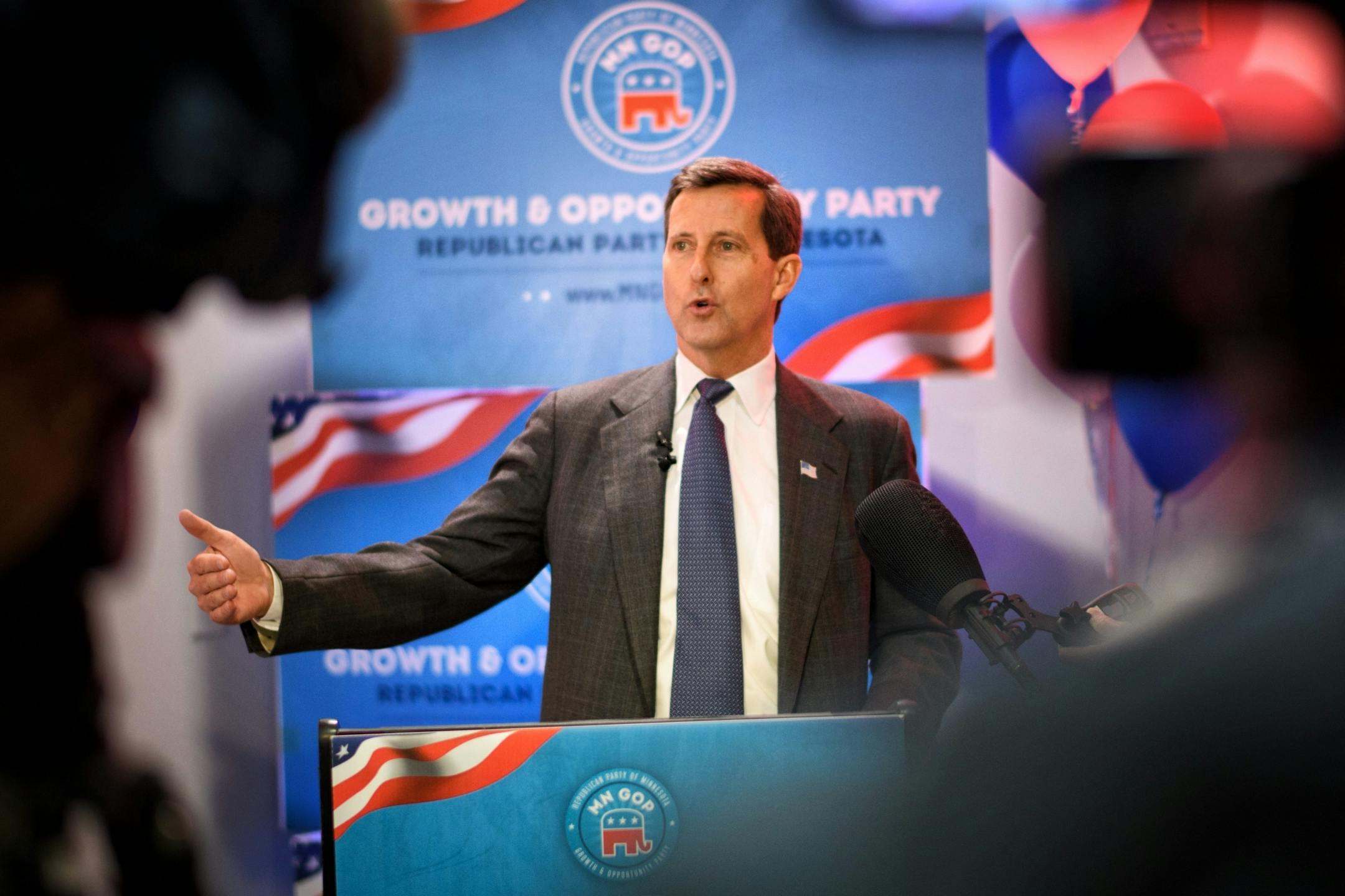 GOP State Chairman Keith Downey spoke at the beginning of the Minnesota State Convention, Duluth.