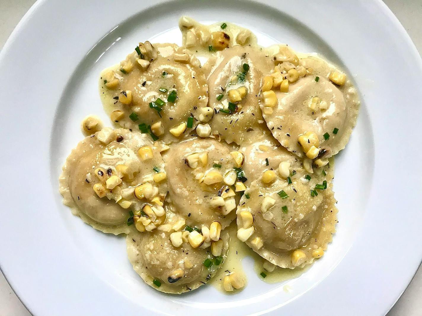 Sweet corn ravioli from Italian Eatery.