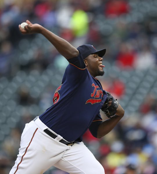 Minnesota Twins starting pitcher Michael Pineda threw against Milwaukee in the first inning.