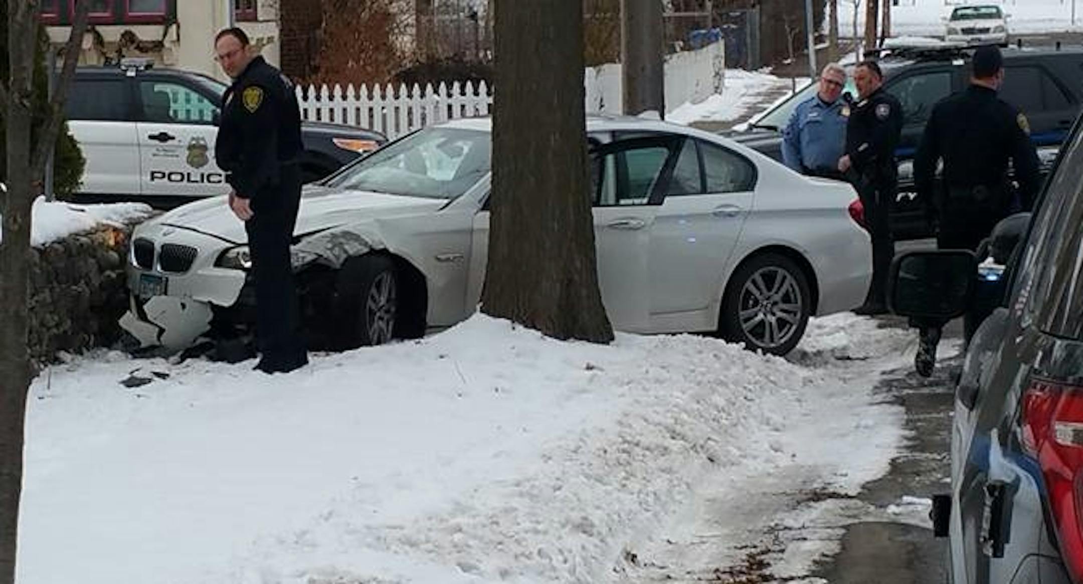 A stolen BMW suffered significant damage after a crash in north Minneapolis.