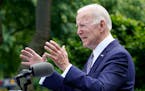 President Joe Biden speaks in the Rose Garden of the White House in Washington on May 17.