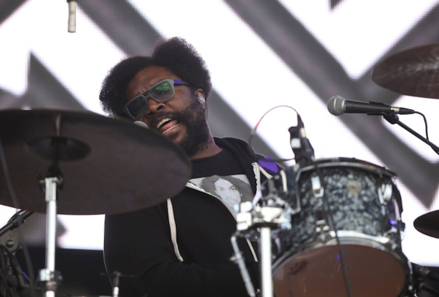 Questlove sported a Prince T-shirt behind the kit with the Roots' at the Soundset festival in May. / Jeff Wheeler, Star Tribune