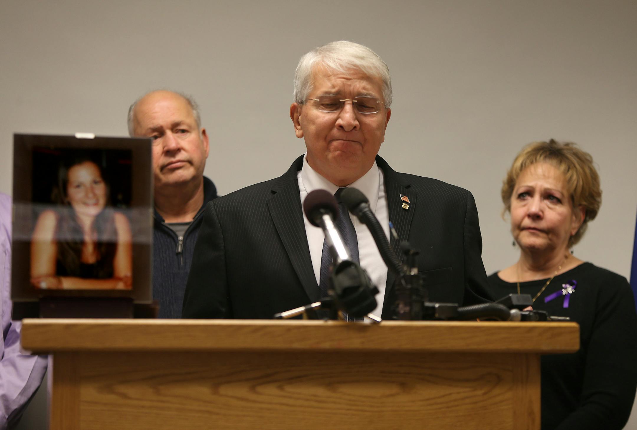Ronald Brown, the father of Margorie Ann Holland, gave a statement during a press conference, Tuesday, December 17, 2013 at the Dakota County Judicial Center in Hastings, MN. This after Judge Timothy McManus sentenced Holland's, husband Roger Earl Holland to two consecutive life sentences without parole in the connection with his conviction of First Degree Murder of her and her unborn child Olivia's death. (ELIZABETH FLORES/STAR TRIBUNE) ELIZABETH FLORES • eflores@startribune.com