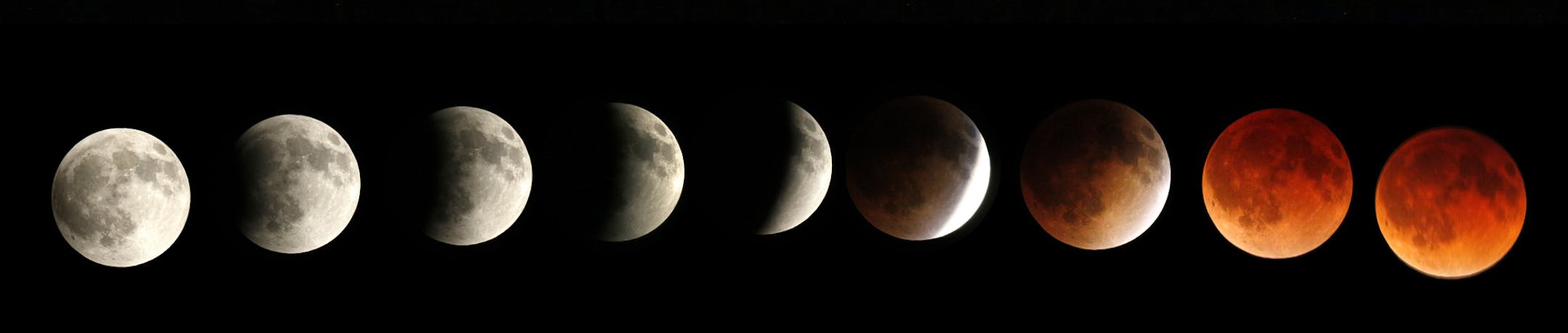 skywatchers in Minnesota and around the country, had a beautiful view of one of nature‚Äôs most unique and colorful celestial events ‚Äì a total eclipse of the moon. It started about 1am with a total eclipse of the moon at 2:46 am, creating what some call the blood moon because it takes on a reddish cast. This multi-exposure was made beginning at 1am and continuing until the full eclipse of the moon at 2:46 am. The times for each of the photos shot, chronoligica
