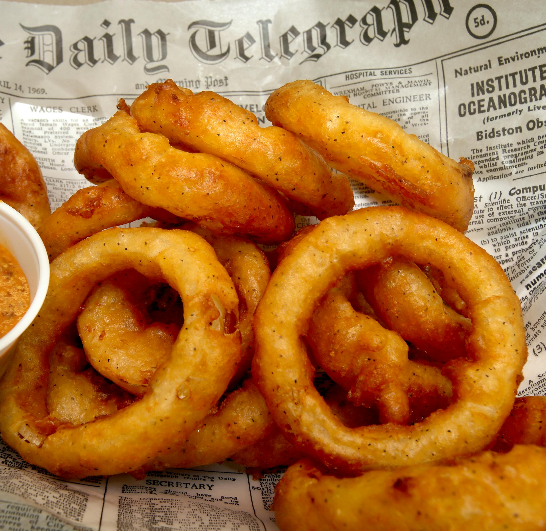 Onion rings at the Ball Park Cafe booth at the Minnesota State Fair in St. Paul, MN on August 22, 2013. ] JOELKOYAMA‚Ä¢joel koyama@startribune