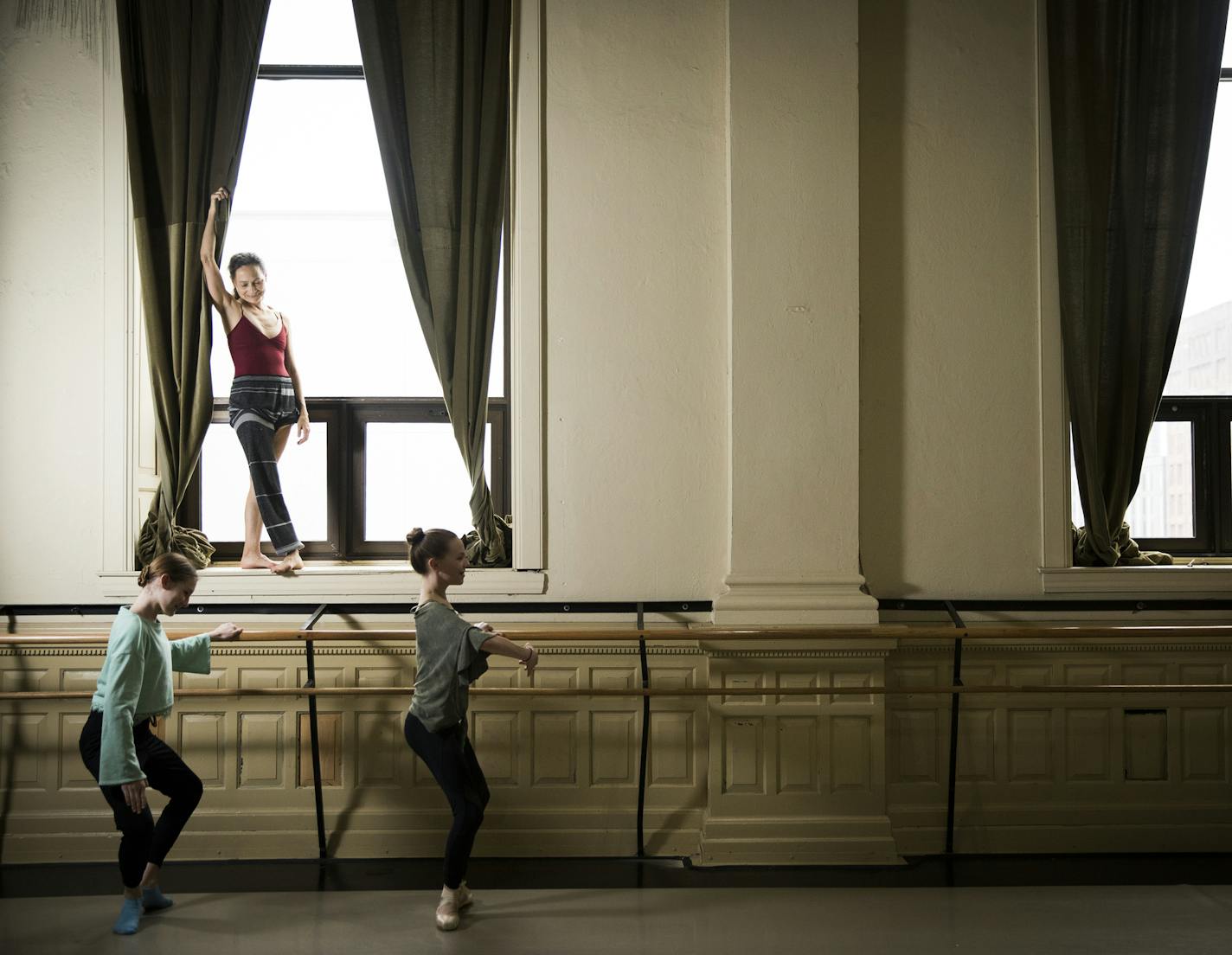 Sally Rousse poses in Cowles Center. ] LEILA NAVIDI &#xef; leila.navidi@startribune.com BACKGROUND INFORMATION: Sally Rousse poses for photos in different spots around The Cowles Center for Dance & the Performing Arts in Minneapolis on Wednesday, May 9, 2018. Rousse, the artist in residence at The Cowles Center, will present a new work inspired entirely by 528 Hennepin Avenue called "ICON SAM: Temple Dances" a promenade performance experience that will take place throughout the eight floors of T