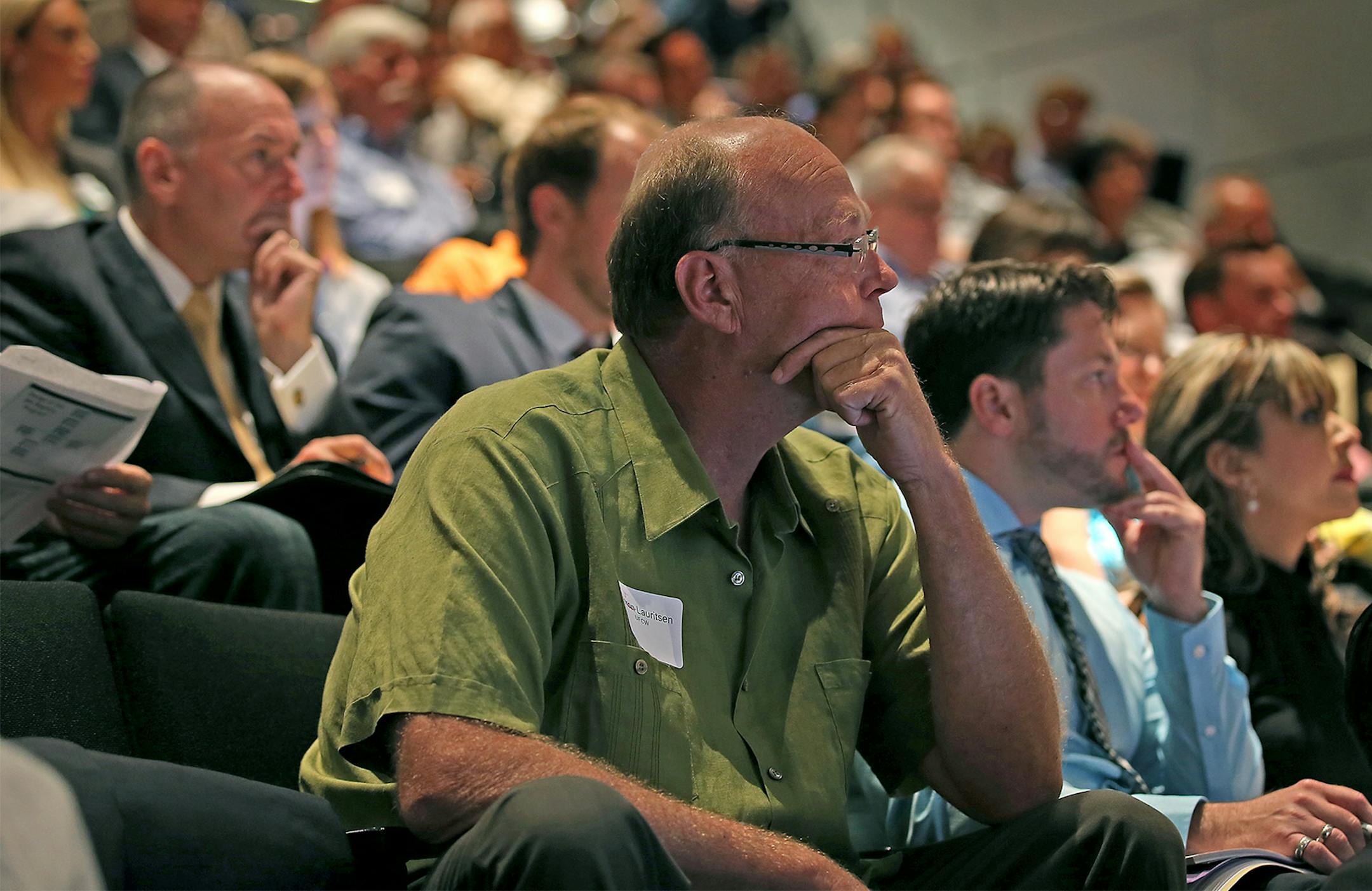 Would-be pot entrepreneurs crowded into the Minnesota History Center for an informational meeting and hoping to be one of the two manufacturers the Health Department will choose to produce all of Minnesota's medical cannabis, Friday, August 8, 2014 in St. Paul, MN. ] (ELIZABETH FLORES/STAR TRIBUNE) ELIZABETH FLORES • eflores@startribune.com