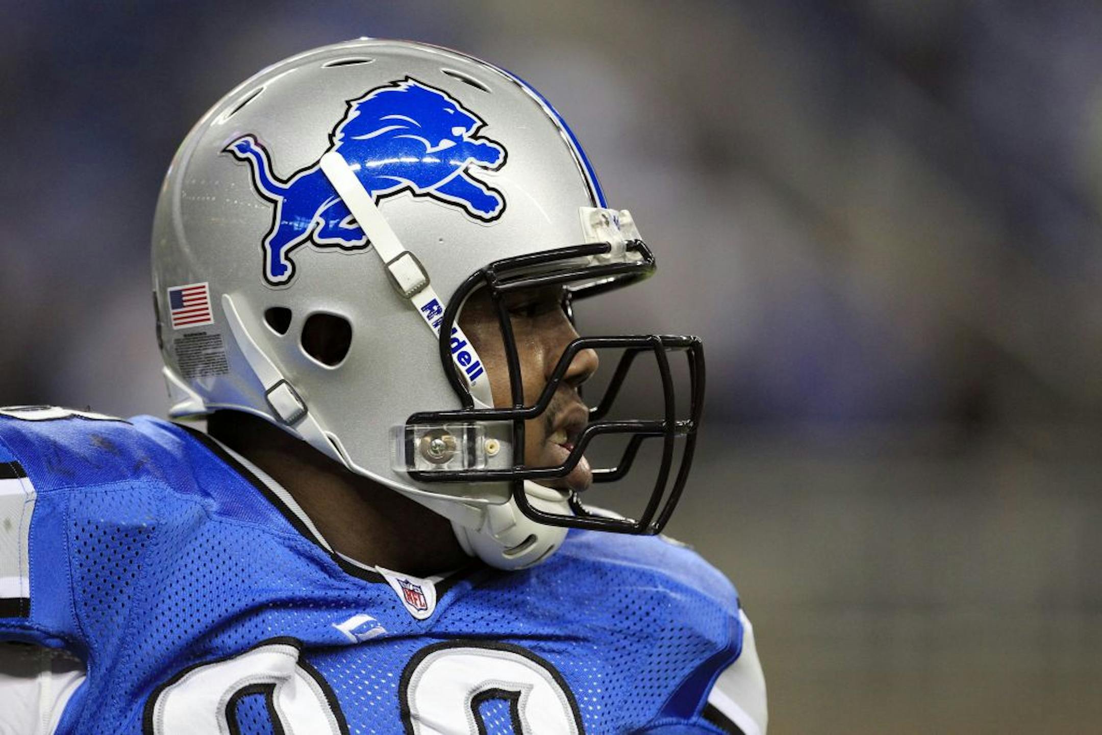 Detroit Lions defensive tackle Nick Fairley is seen before the first quarter of an NFL football game against the San Diego Chargers in Detroit, Saturday, Dec. 24, 2011.