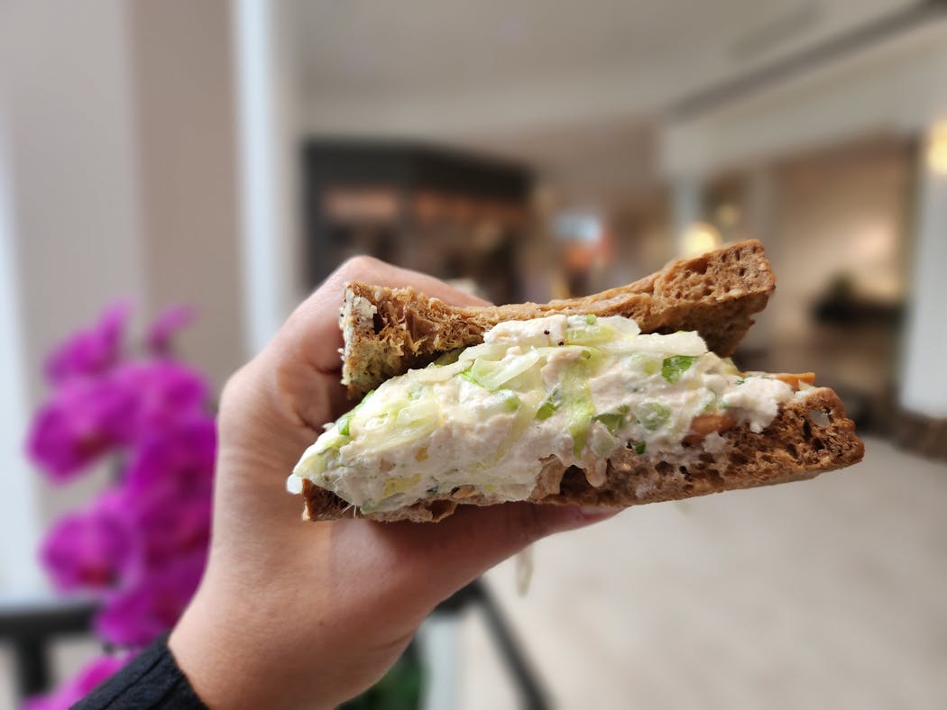 You can still get the cashew chicken salad sandwich from the Good Earth in the Galleria.