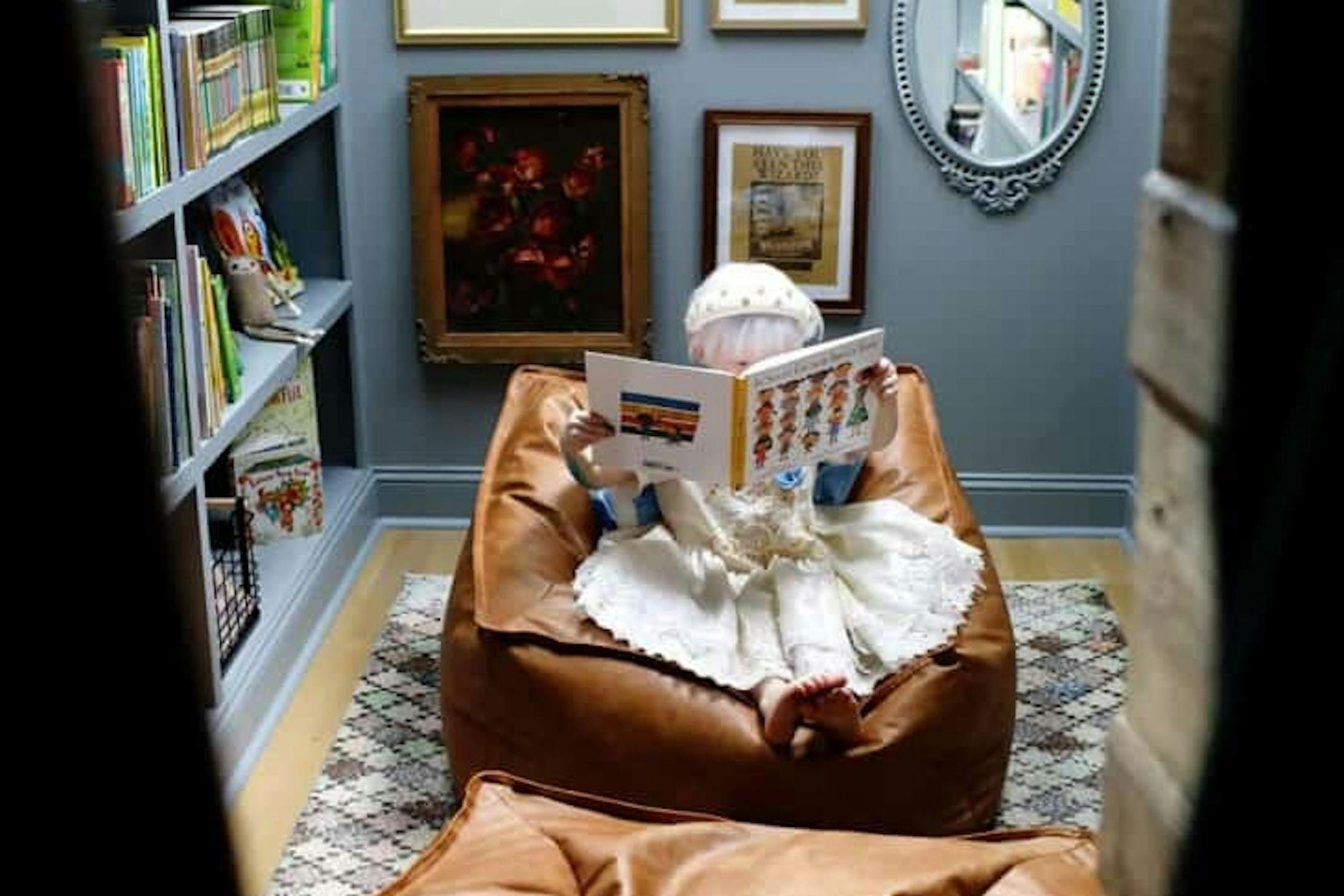 The secret reading room in Elsie Larson's former home was accessed through an antique armoire. MUST CREDIT: Photo by Elsie Larson/A Beautiful Mess