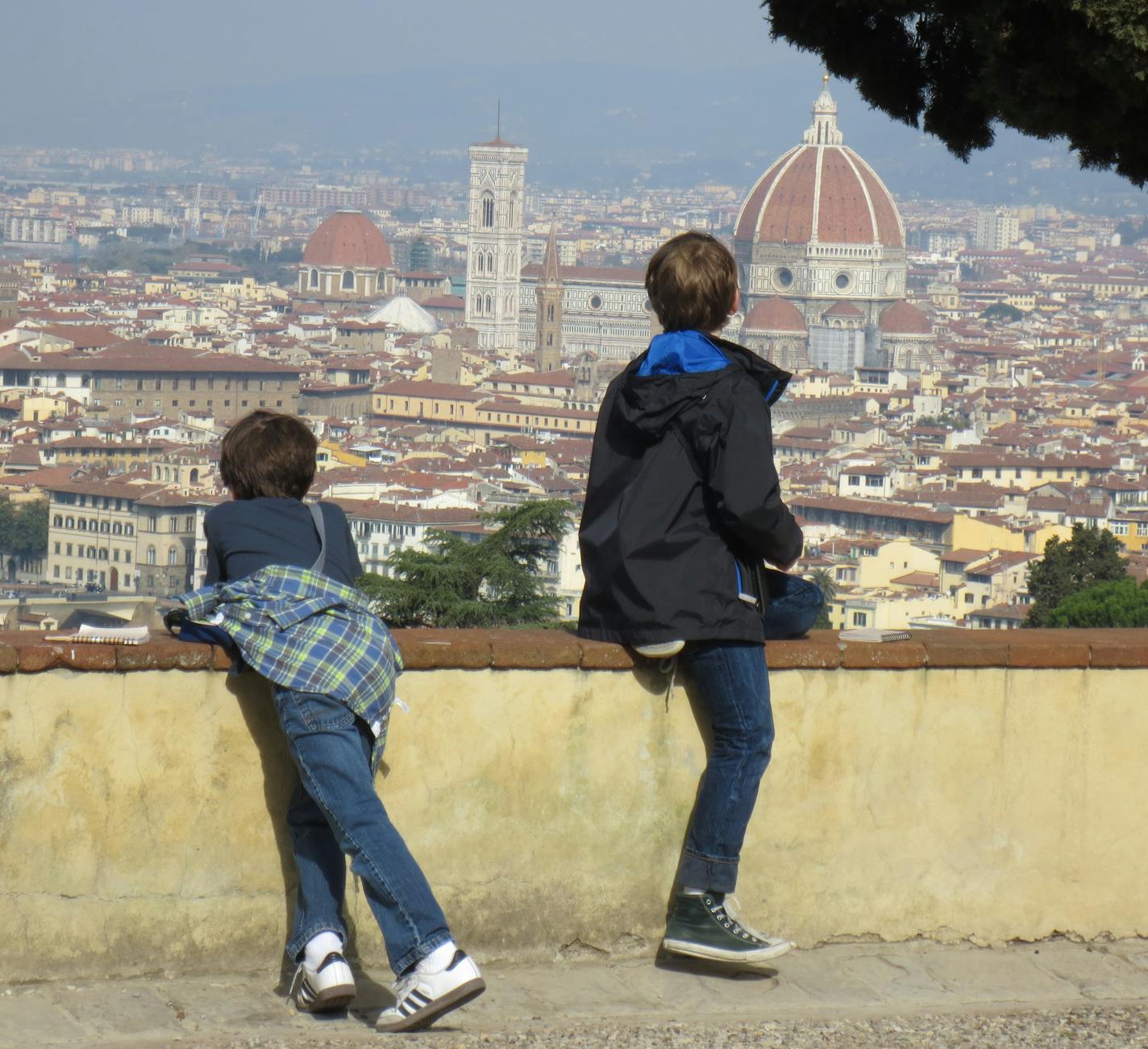 Eric Dregni's boys look over the city of Florence.