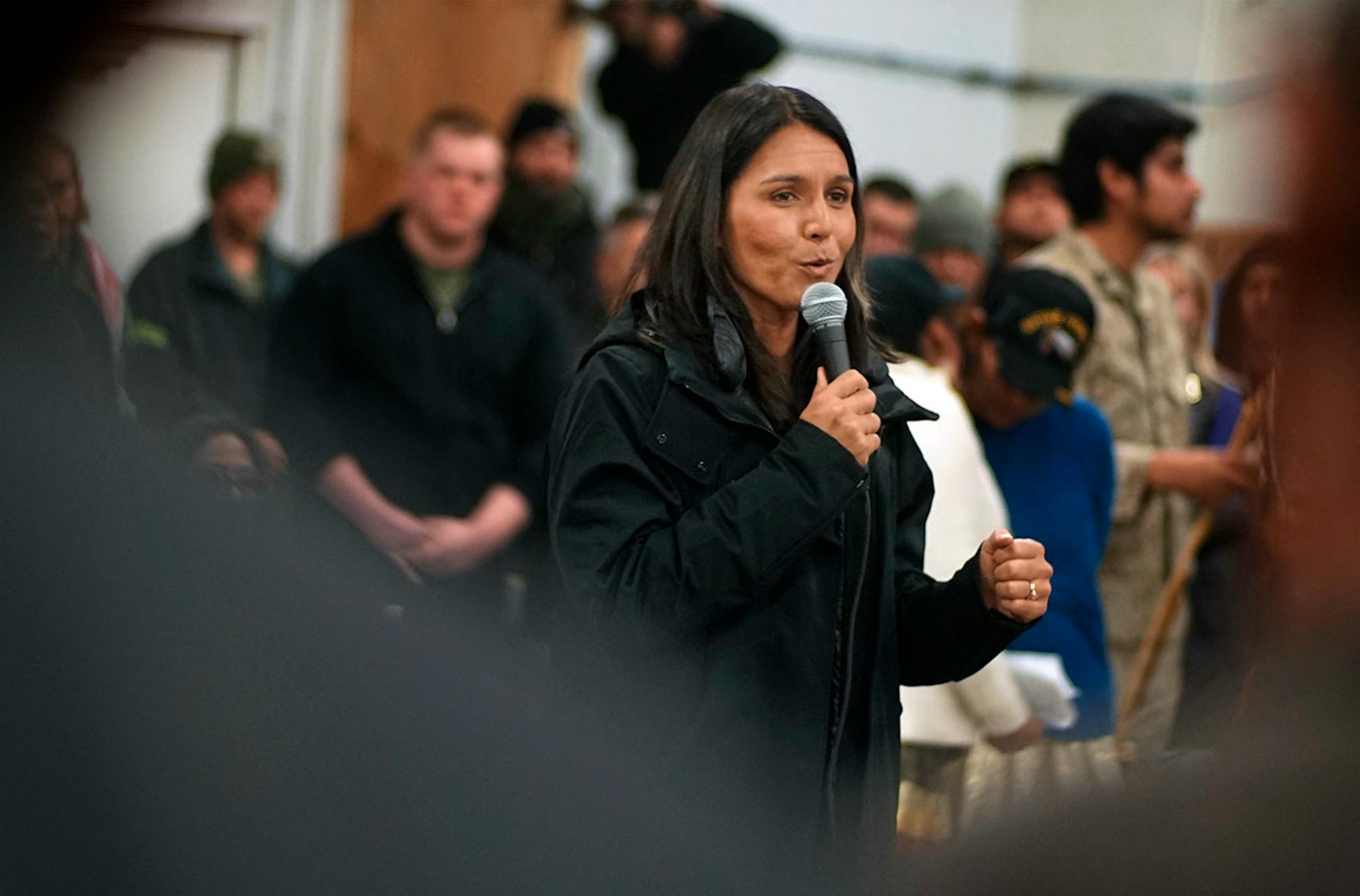 U.S. Rep. Tulsi Gabbard, D-Hawaii, addressed several hundred veterans at Sitting Bull College in Fort Yates, N.D.