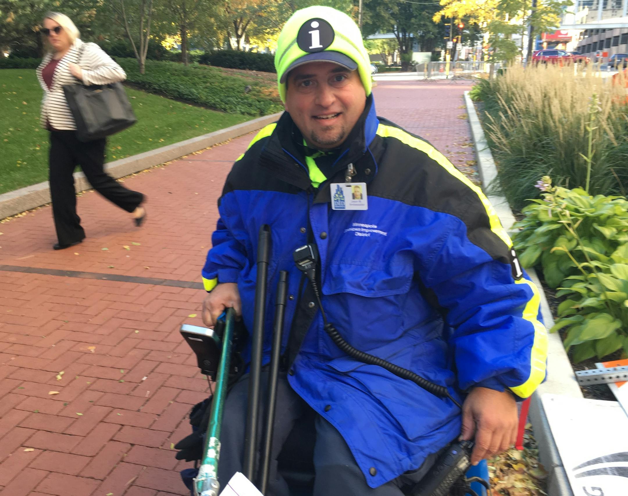 Jason Moreau survived a disabling accident to go to work in 2016 as the first downtown "ambassador" in a wheelchair.