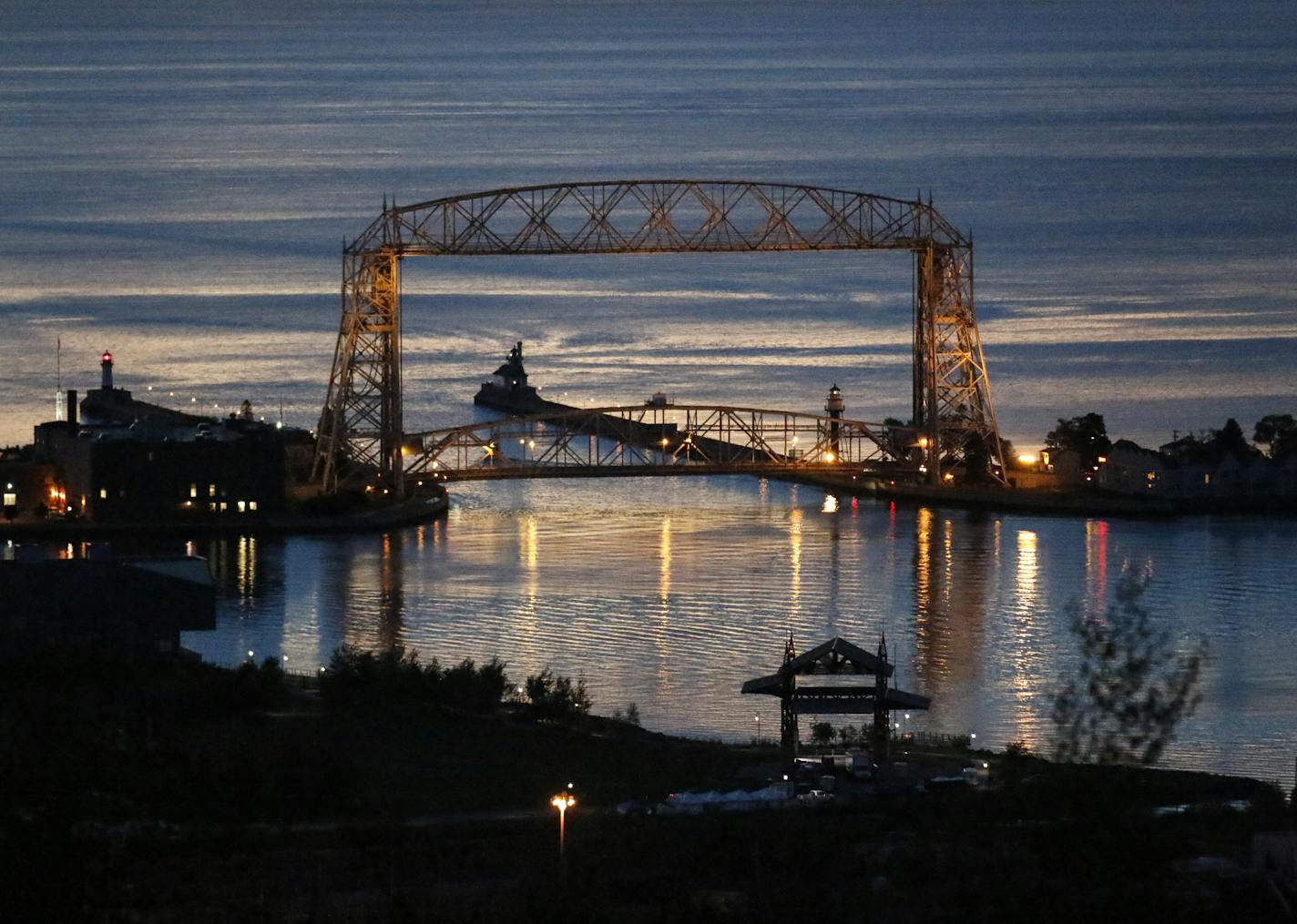 Sunrise over the Duluth harbor as seen from Skyline Parkway.