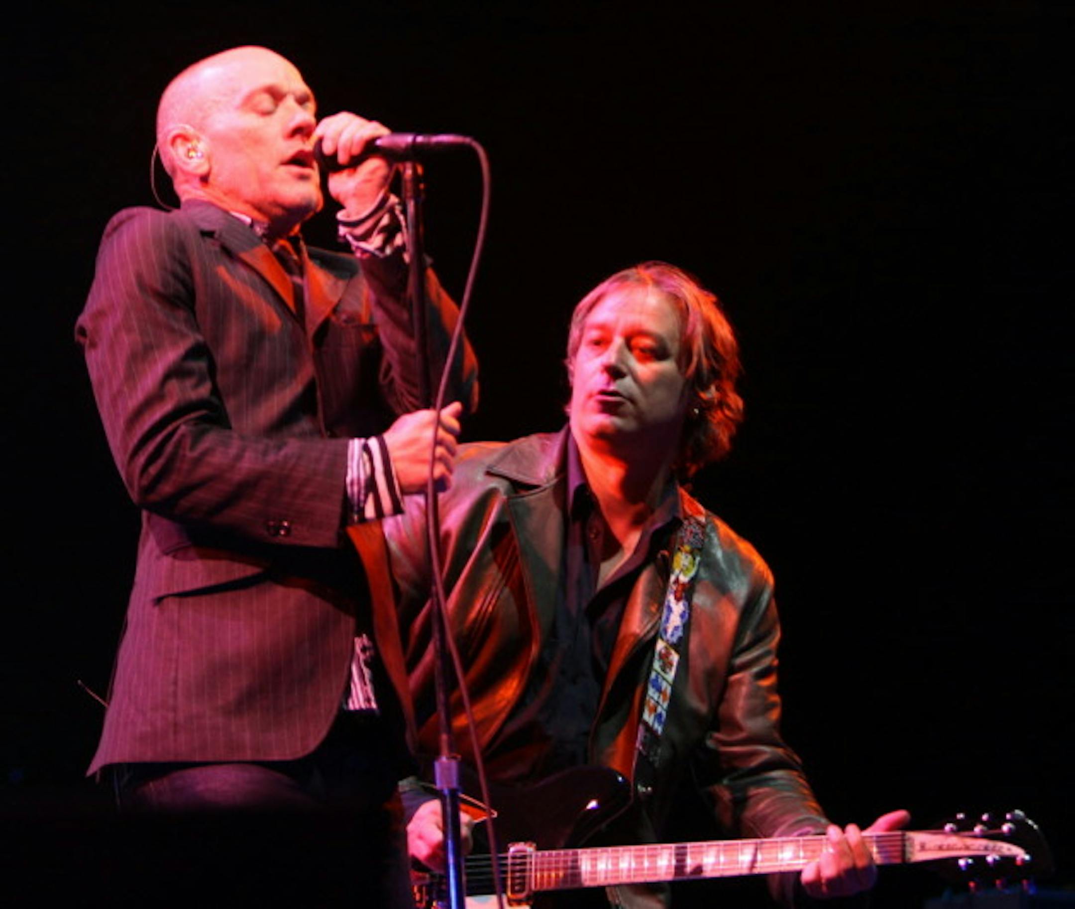 Michael Stipe, left, and Peter Buck at R.E.M.'s last Twin Cities concert in 2008 at Xcel Energy Center. / Jeff Wheeler, Star Tribune