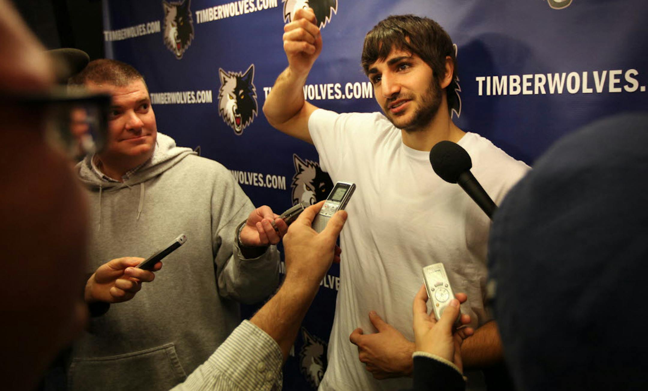 Ricky Rubio showed up at Target Center Wednesday afternoon to begin his Wolves career.