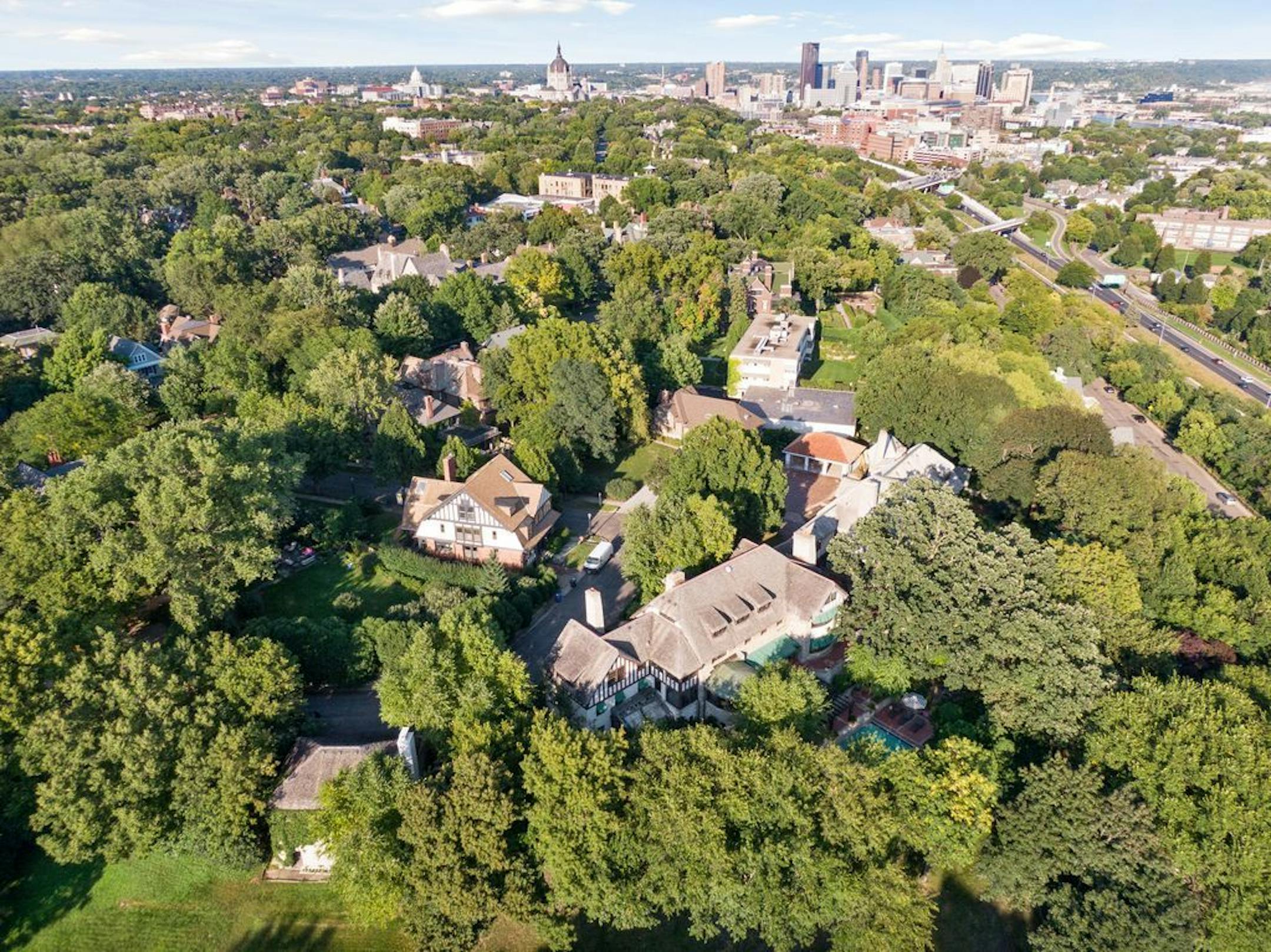 The "double house" has a private setting, yet is close to downtown St. Paul.