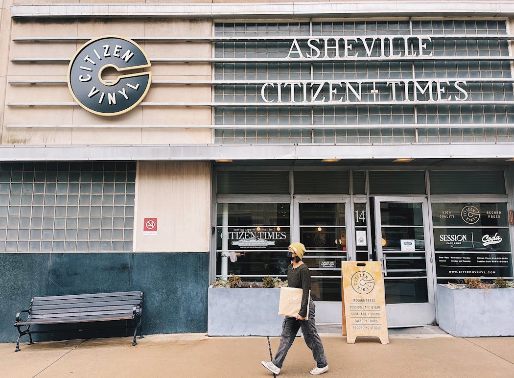 Citizen Vinyl is a vinyl pressing plant housed in the former offices of the Asheville Citizen-Times newspaper.