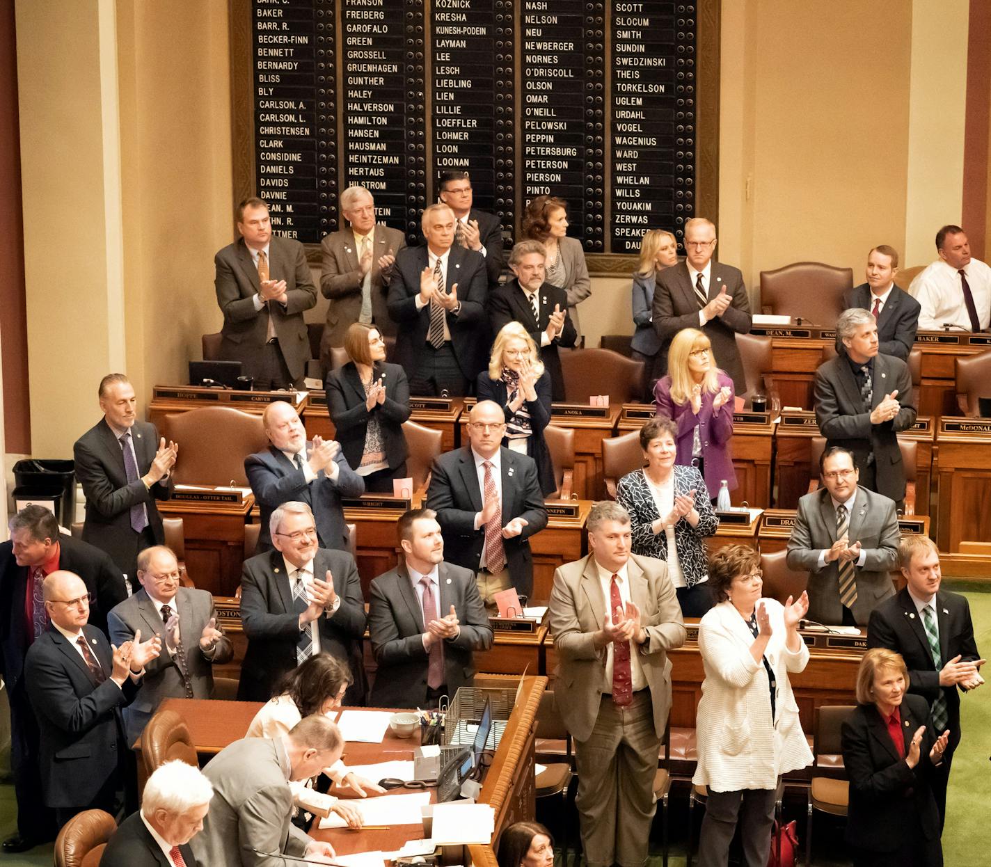 The joint legislature stood, applauded and looked toward the House Gallery for the new Regent Randy Simonson but they didn't know he was not in The Capitol, only the two candidates they voted against. Brooks Edwards and Mary Davenport. ] GLEN STUBBE &#x2022; glen.stubbe@startribune.com Thursday, May 10, 2018 The Legislature met in joint session to pick a new U of M regent. They ignored the recommendation of the joint legislative committee which recommended Brooks Edwards and Mary Davenport to el