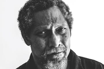 black and white photo of author Percival Everett