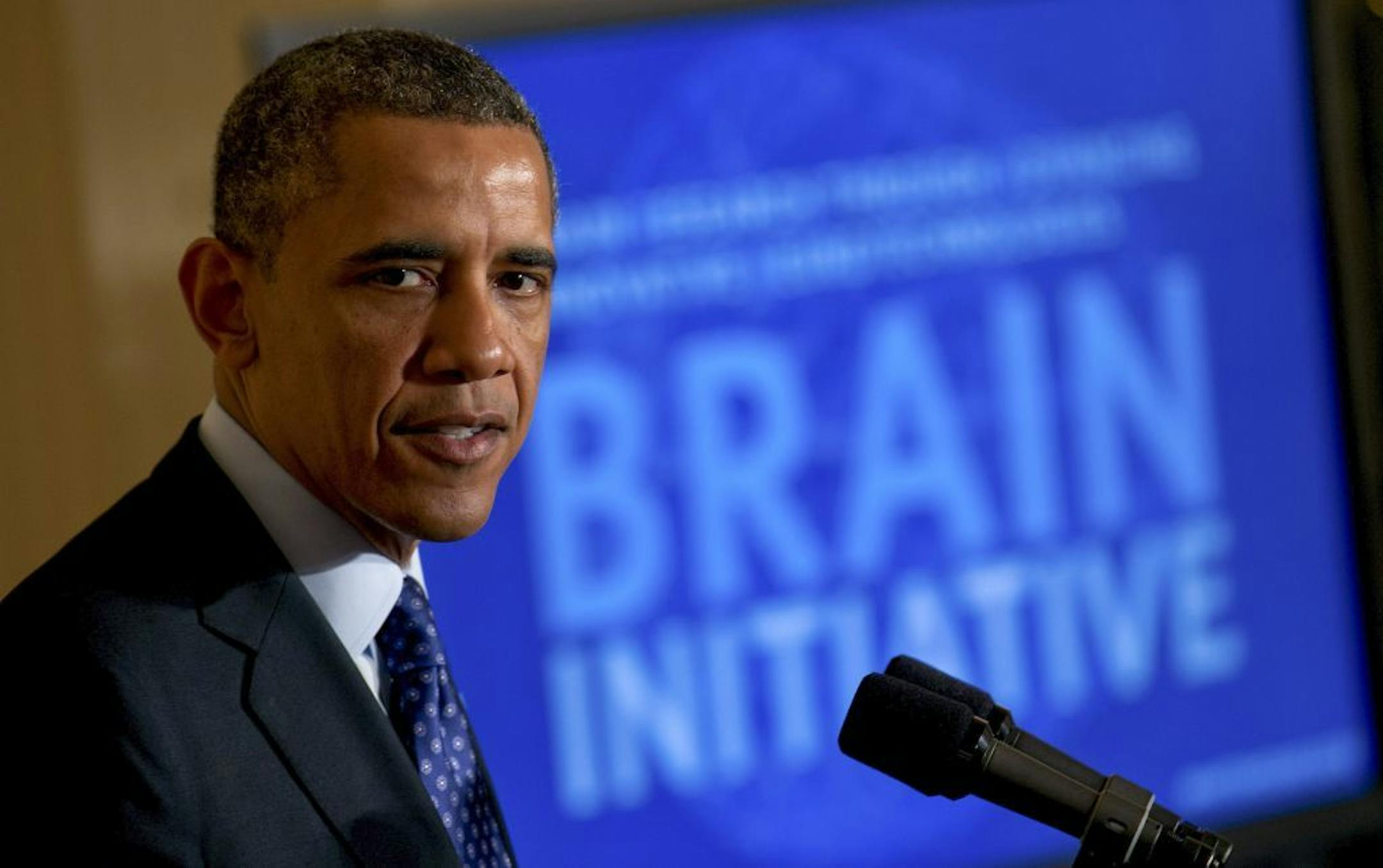 President Barack Obama speaks about the Brain Initiative at the White House in Washington, April 2. 2013. Obama, on Tuesday, announced a broad new research initiative, starting with $100 million in 2014, to invent and refine new technologies to understand the human brain.