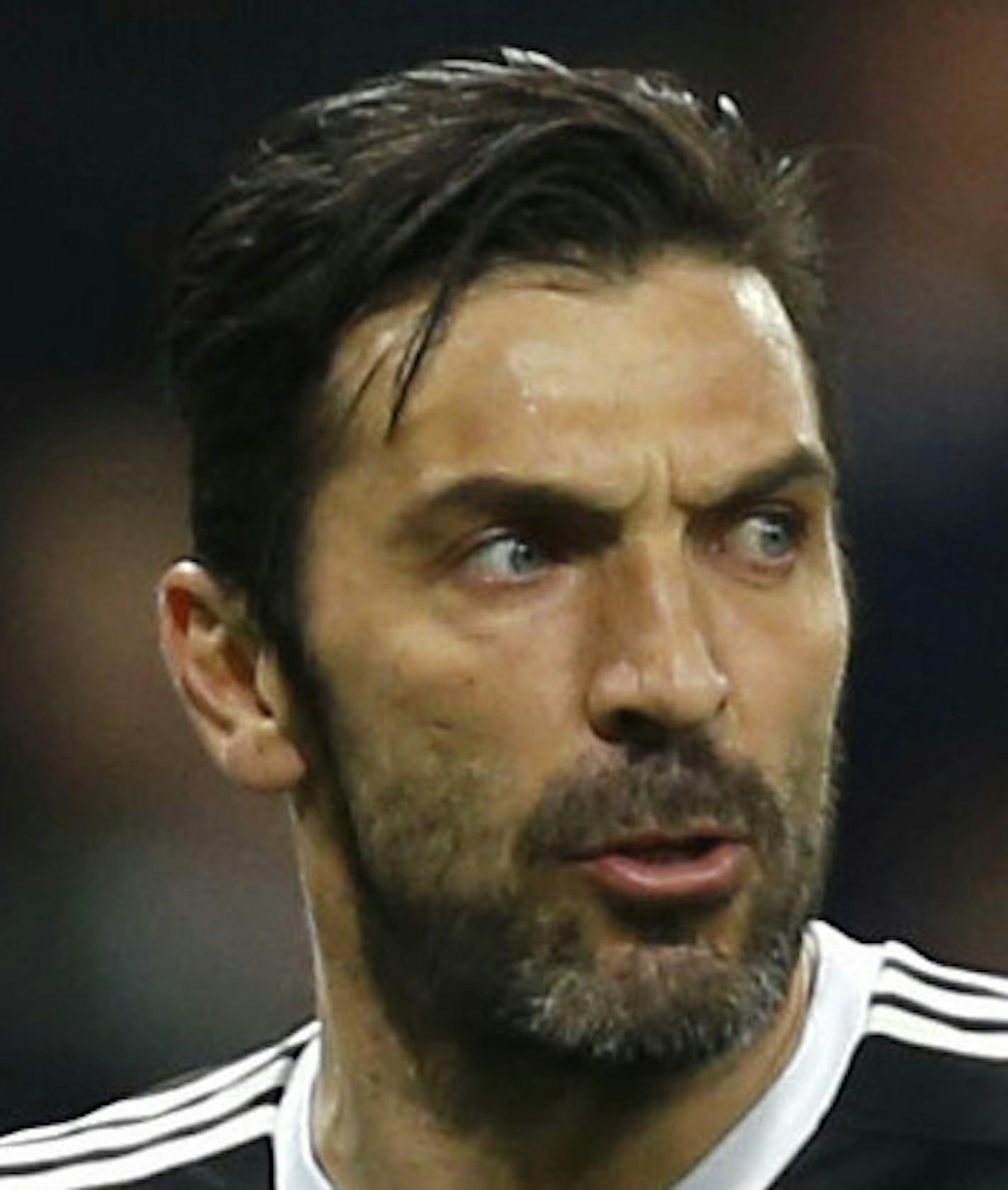 Juventus goalkeeper Gianluigi Buffon reacts during a Champions League quarter final second leg soccer match between Real Madrid and Juventus at the Santiago Bernabeu stadium in Madrid, Wednesday, April 11, 2018. (AP Photo/Francisco Seco)