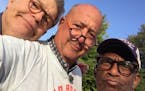 Screen grab of Andrew Zimmern's Instagram featuring his buddies Al Franken and Al Roker.
