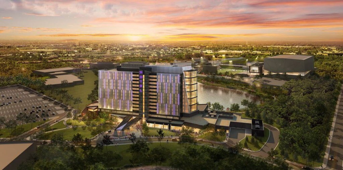 Artist's rendering of the hotel planned for the development near the Vikings' headquarters in Eagan.