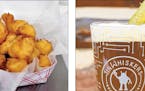 Cheese and pickles make a good pair: Try Cheese Curds with a Dill Pickle Kölsch from Tin Whiskers Brewing.
