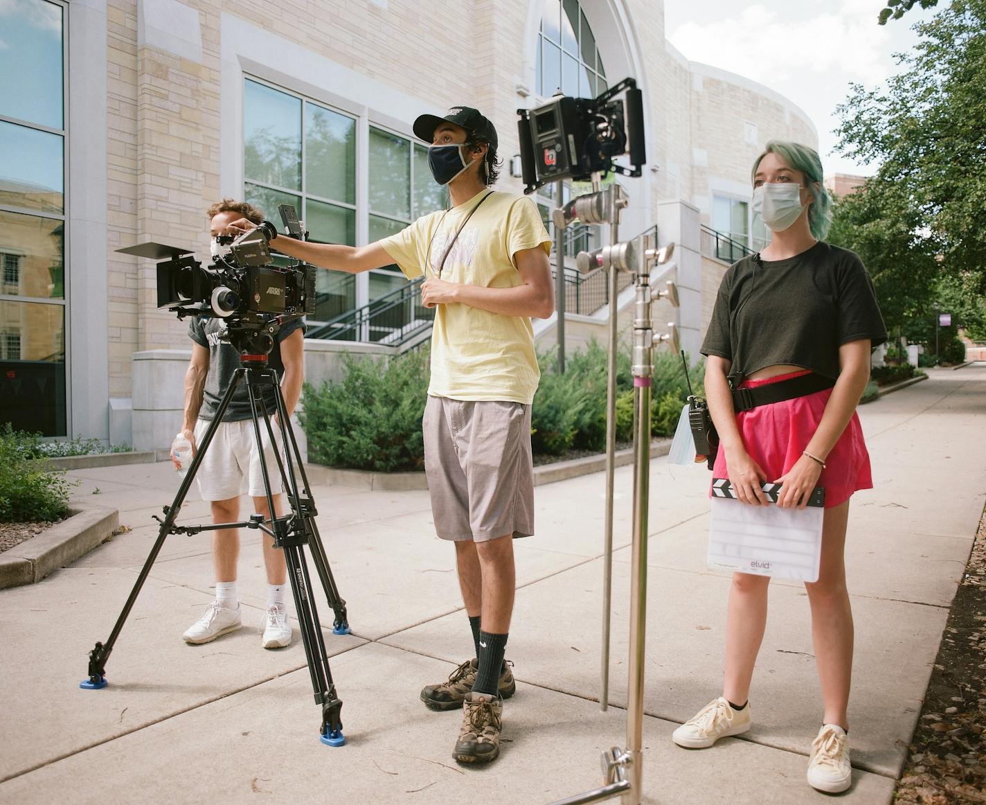 From left: Andrew Zuckerman, Nihal Dantluri and Cayman Sheets on location.