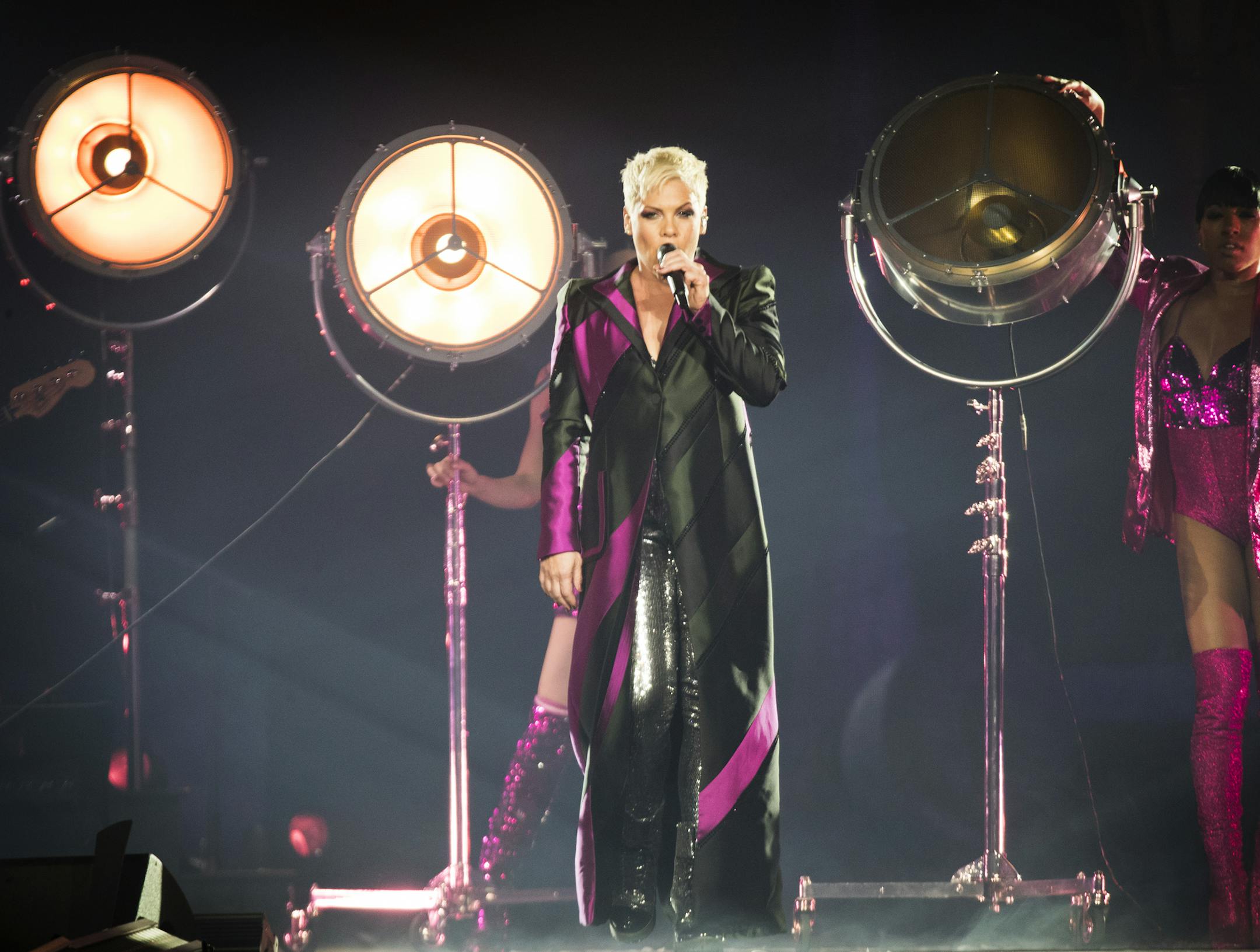 Pink performs during a sold out show at the Xcel Energy Center. ] LEILA NAVIDI &#xef; leila.navidi@startribune.com BACKGROUND INFORMATION: Pink performs a sold out show at the Xcel Energy Center in St. Paul on Monday, March 12, 2018.