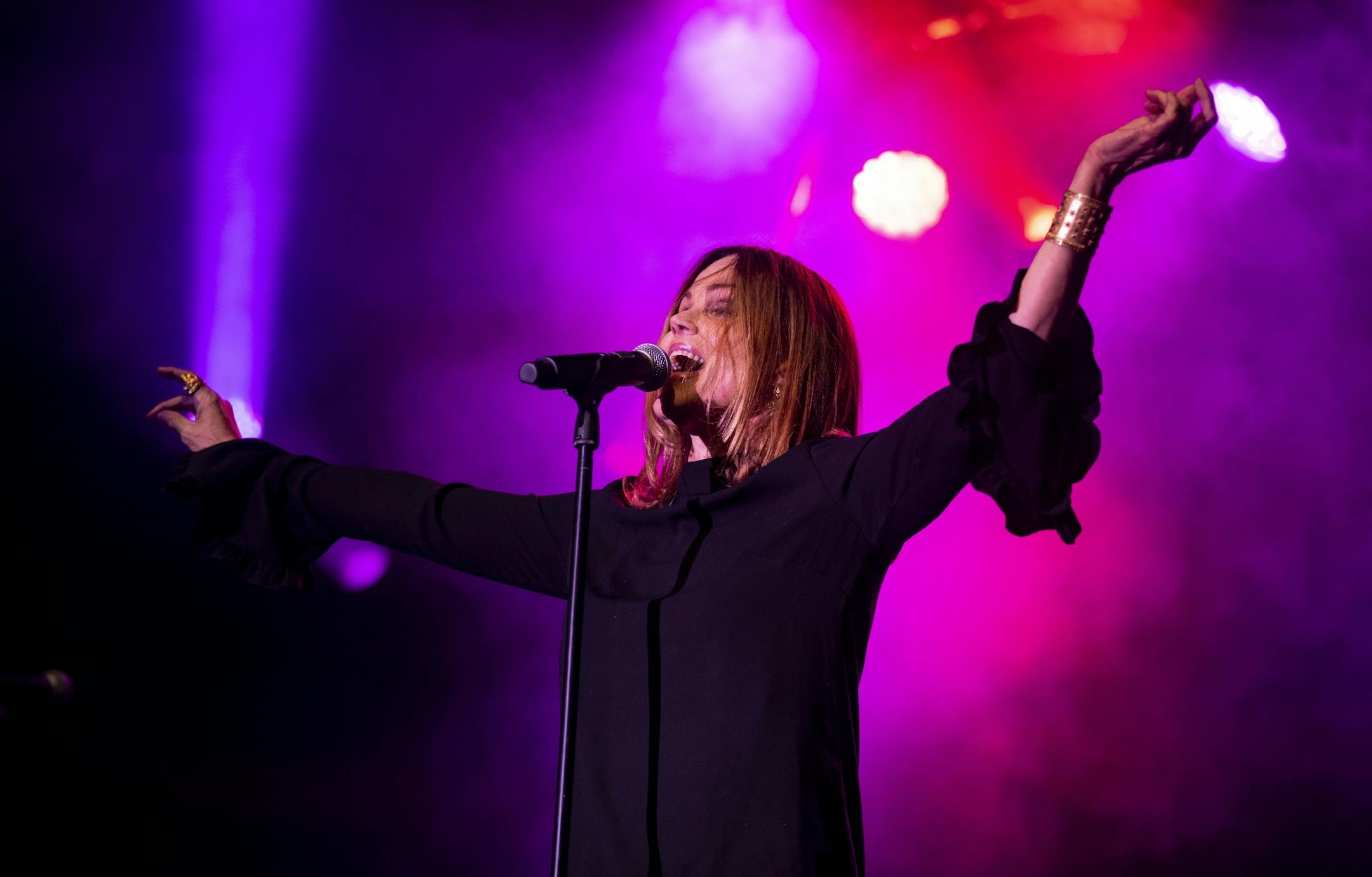 Belinda Carlile of the Go Go's performed for a packed house at Leinie Bandshell at the Minnesota State Fair on Friday August 23, 2019. Hundreds of screaming fans sang along and packed the seats and area around the stage.